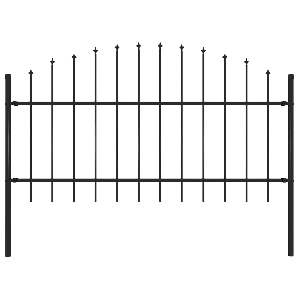 Vidaxl Garden Fence with Spears Top (1-1.25) x1,7 m en acier noir