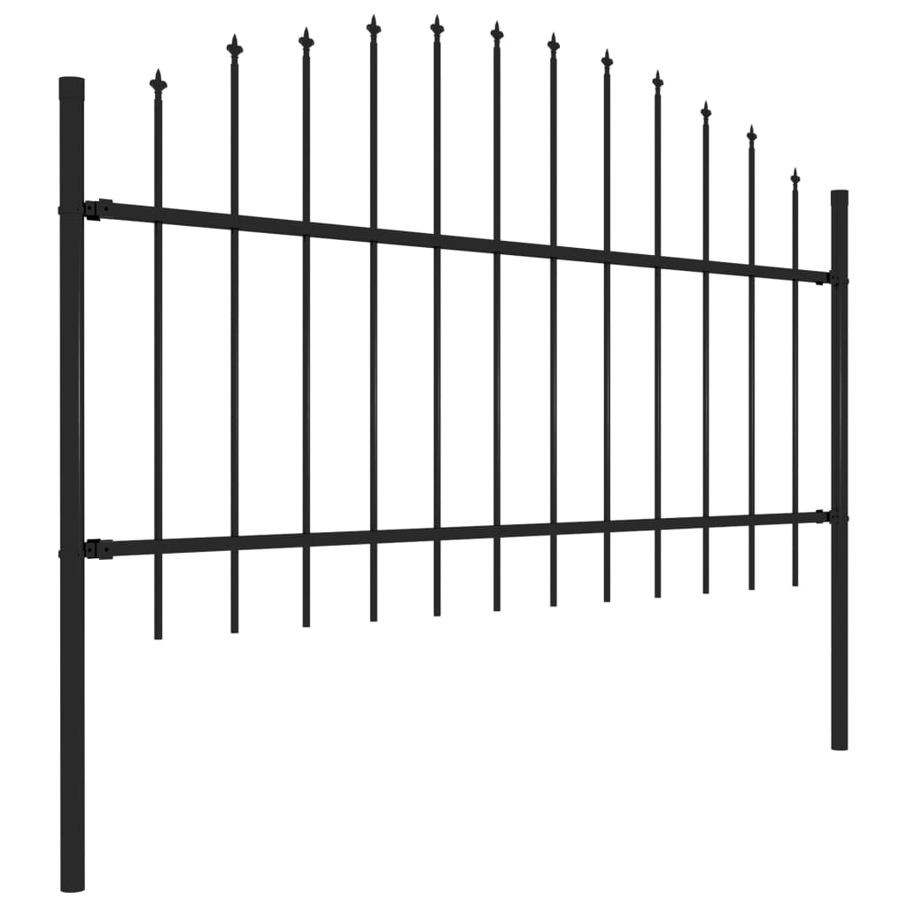 VidaXL Tuinhek met speren bovenkant (1-1,25)x1,7 m staal zwart