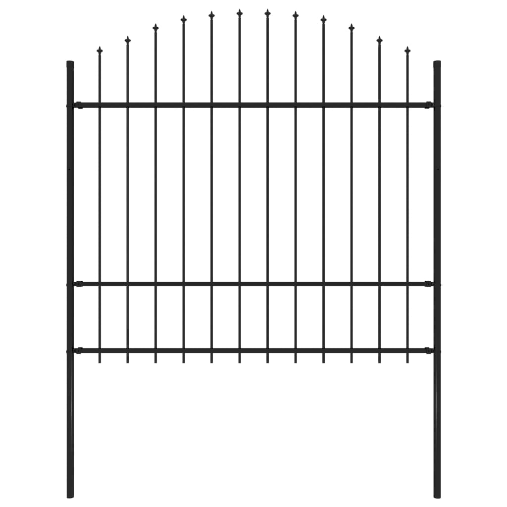 Vidaxl garden fence with spears top (1.5-1.75) x1.7 m steel black