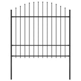 Vidaxl garden fence with spears top (1.5-1.75) x1.7 m steel black