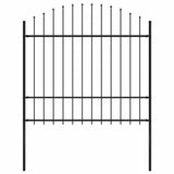 Vidaxl Garden Fence with Spears Top (1,5-1.75) x1,7 m Steel noir