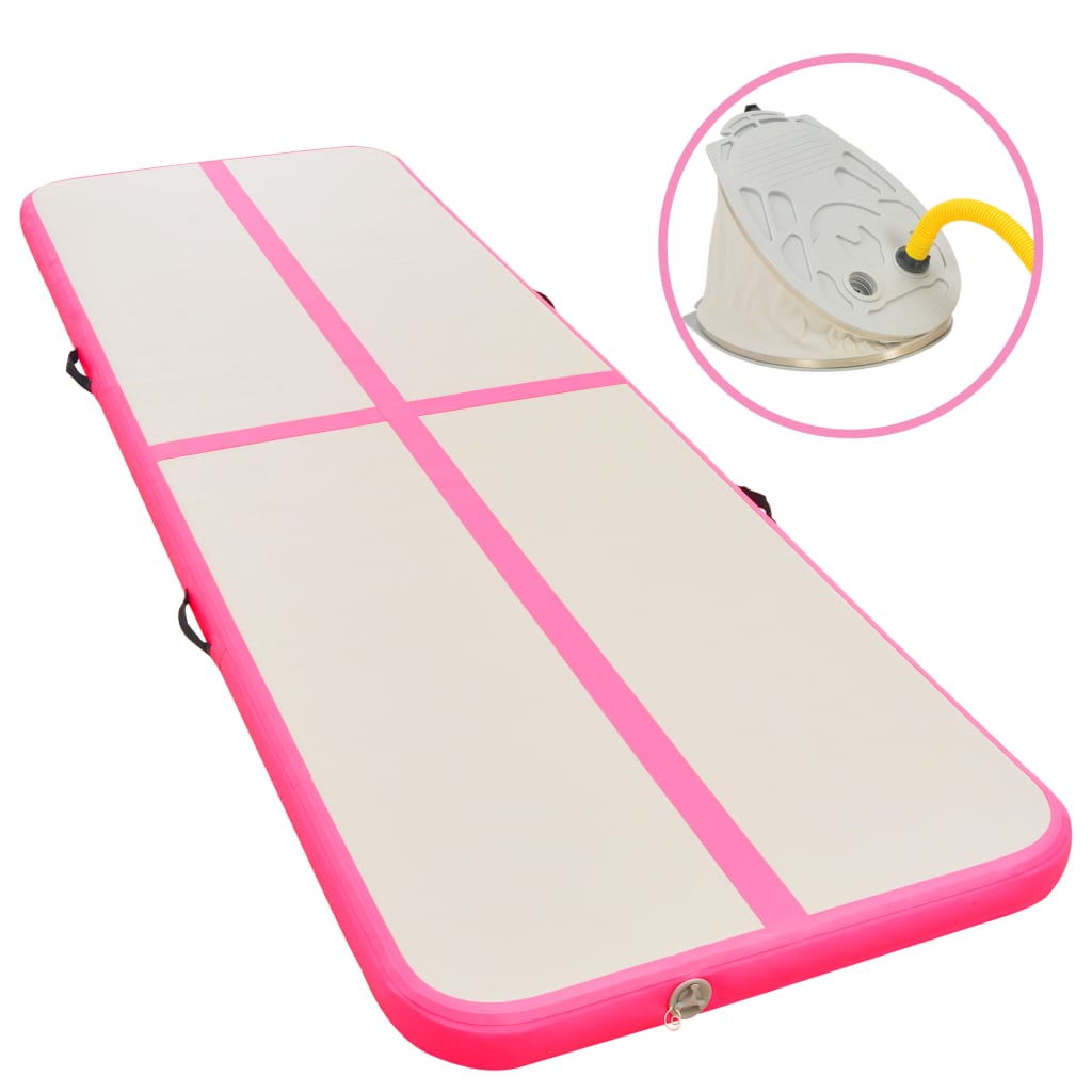 Vidaxl gymnastikkmatte med pumpe oppblåsbar 300x100x10 cm PVC rosa