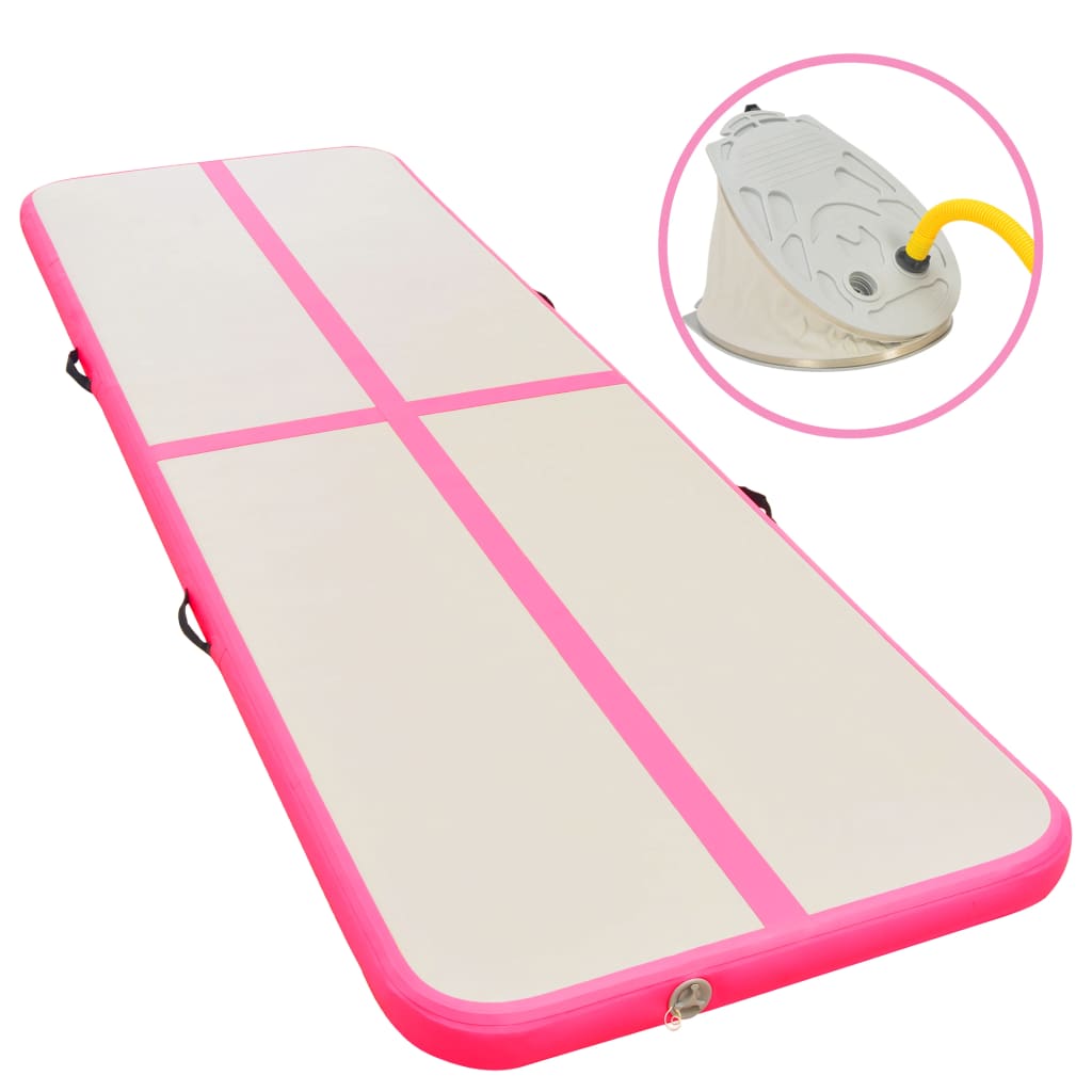 Vidaxl gymnastikkmatte med pumpe oppblåsbar 500x100x10 cm PVC rosa