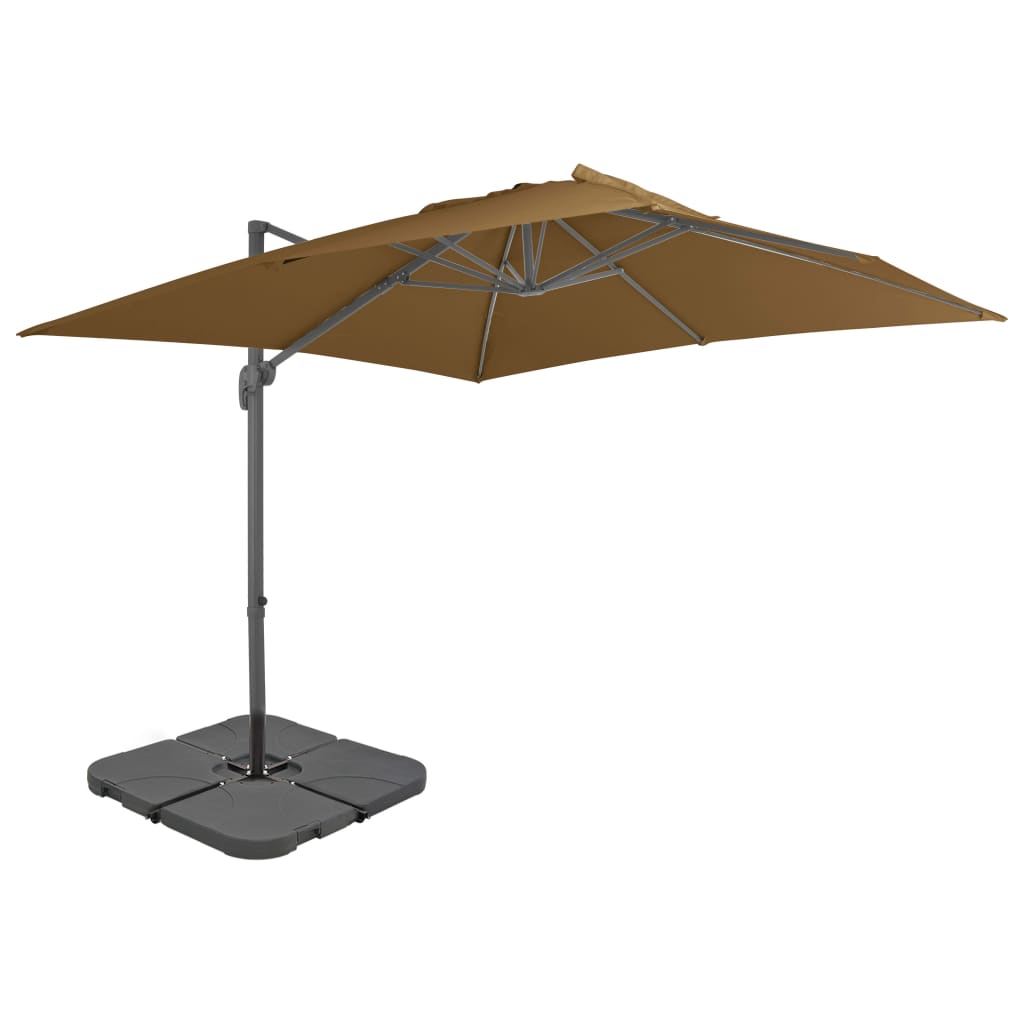 Vidaxl parasol s prenosnim bazo taupe