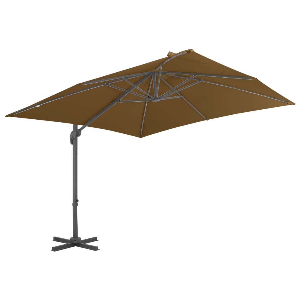 Vidaxl parasol s prenosnim bazo taupe