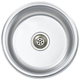 Vidaxl sink with drain and swan neck stainless steel