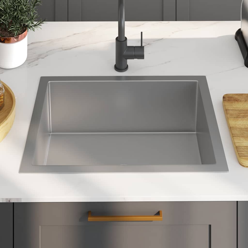 Puits vidaxl en acier inoxydable fait à la main