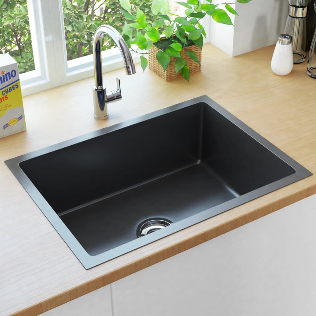 Vidaxl sink handgemaachte Edelst Stol schwaarz