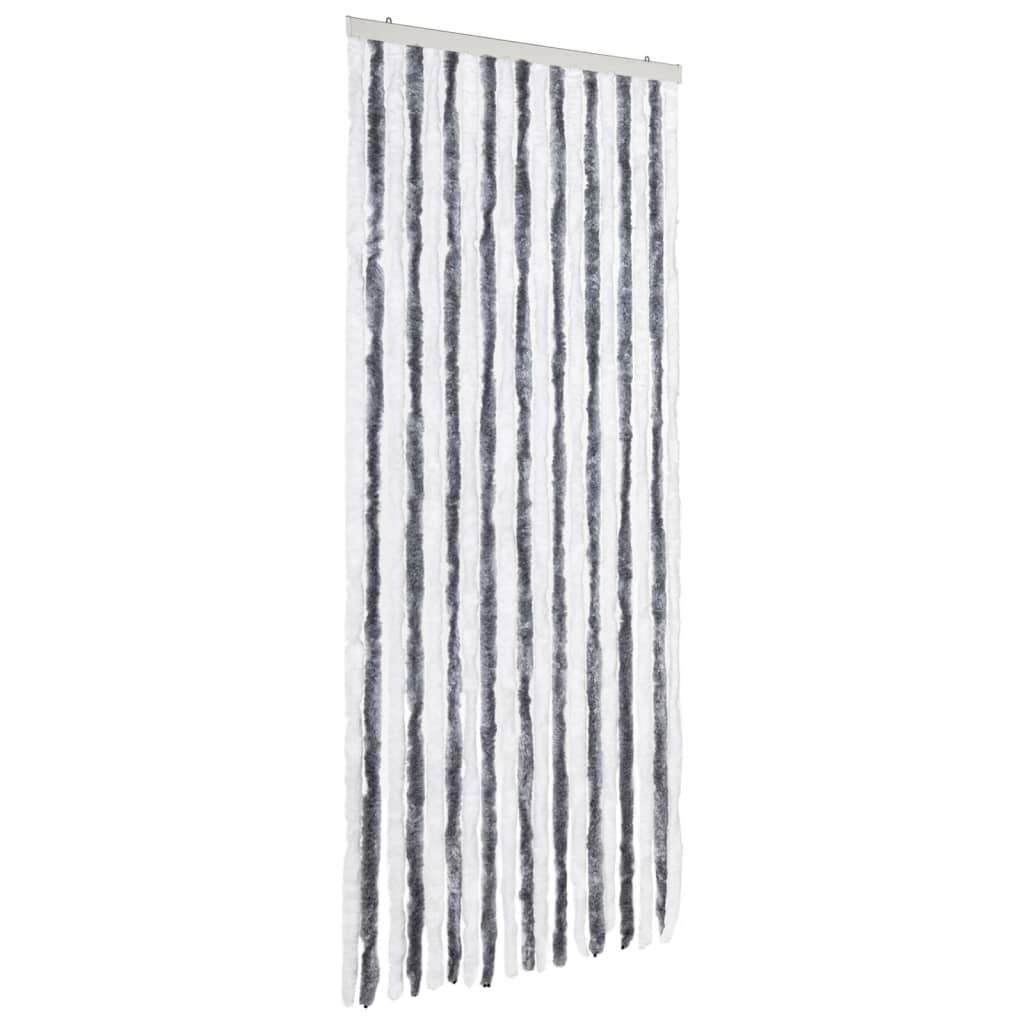 Vidaxl Fly Curtain 56x185 cm Chenille Gray and White