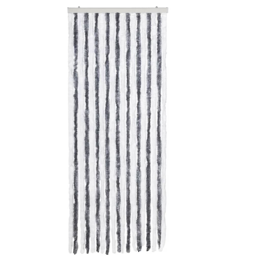 Vidaxl Fly Curtain 56x185 cm Chenille Gray and White