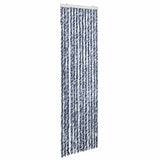 Vidaxl Fly Curtain 56x185 cm CHENILLE Bleu, blanc et argent