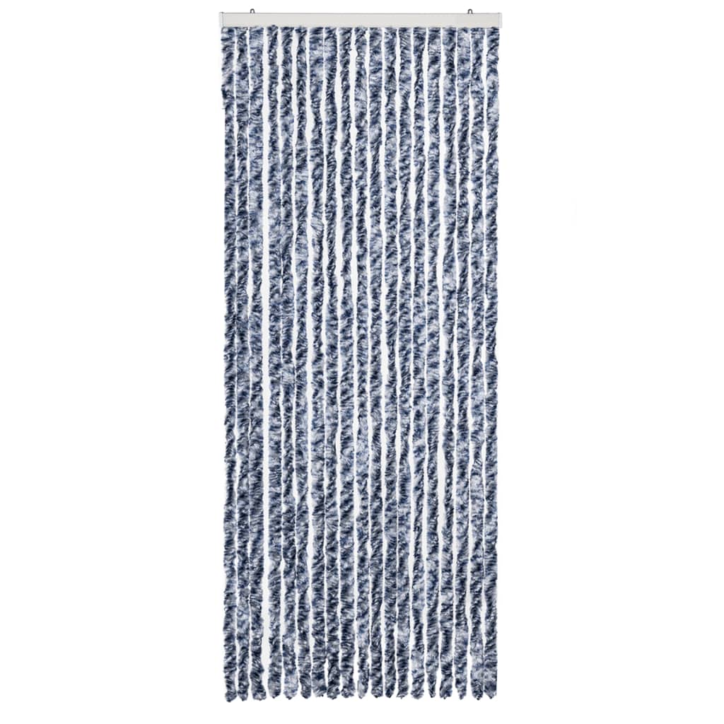 Vidaxl Fly Curtain 56x185 cm Chenille Blue, White and Silver