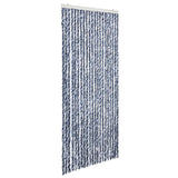 Vidaxl Fly Curtain 90x220 cm CHENILLE BLEU, BLANC ET ARGENT