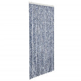 Vidaxl Fly Curtain 100x220 cm CHENILLE BLEU, BLANC ET ARGENT