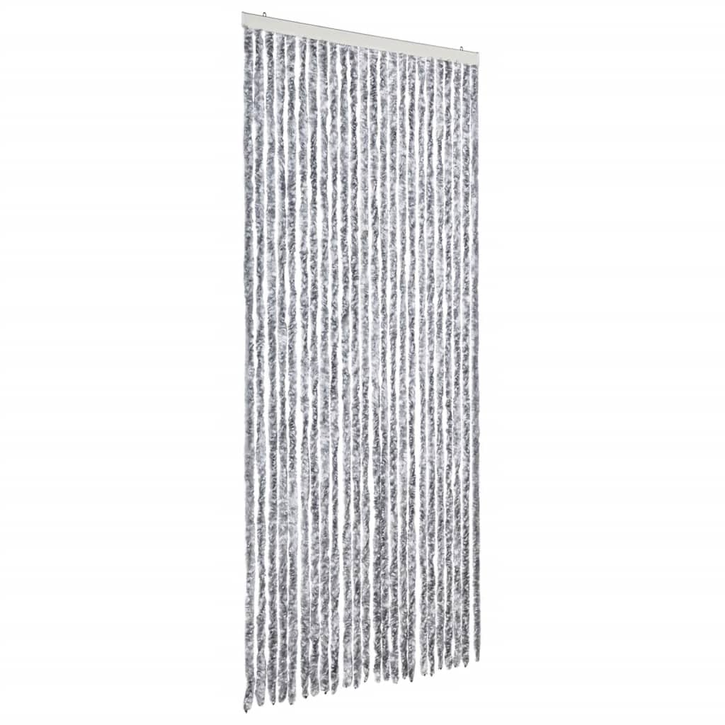 Vidaxl Fly Curtain 100x220 cm Chenille White and Grey