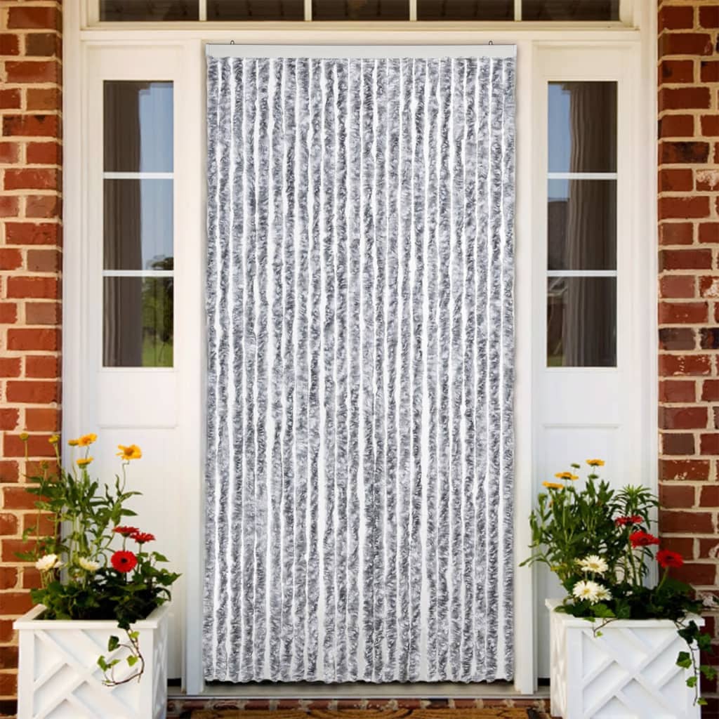 Vidaxl Fly Curtain 100x220 cm Chenille White og Gray