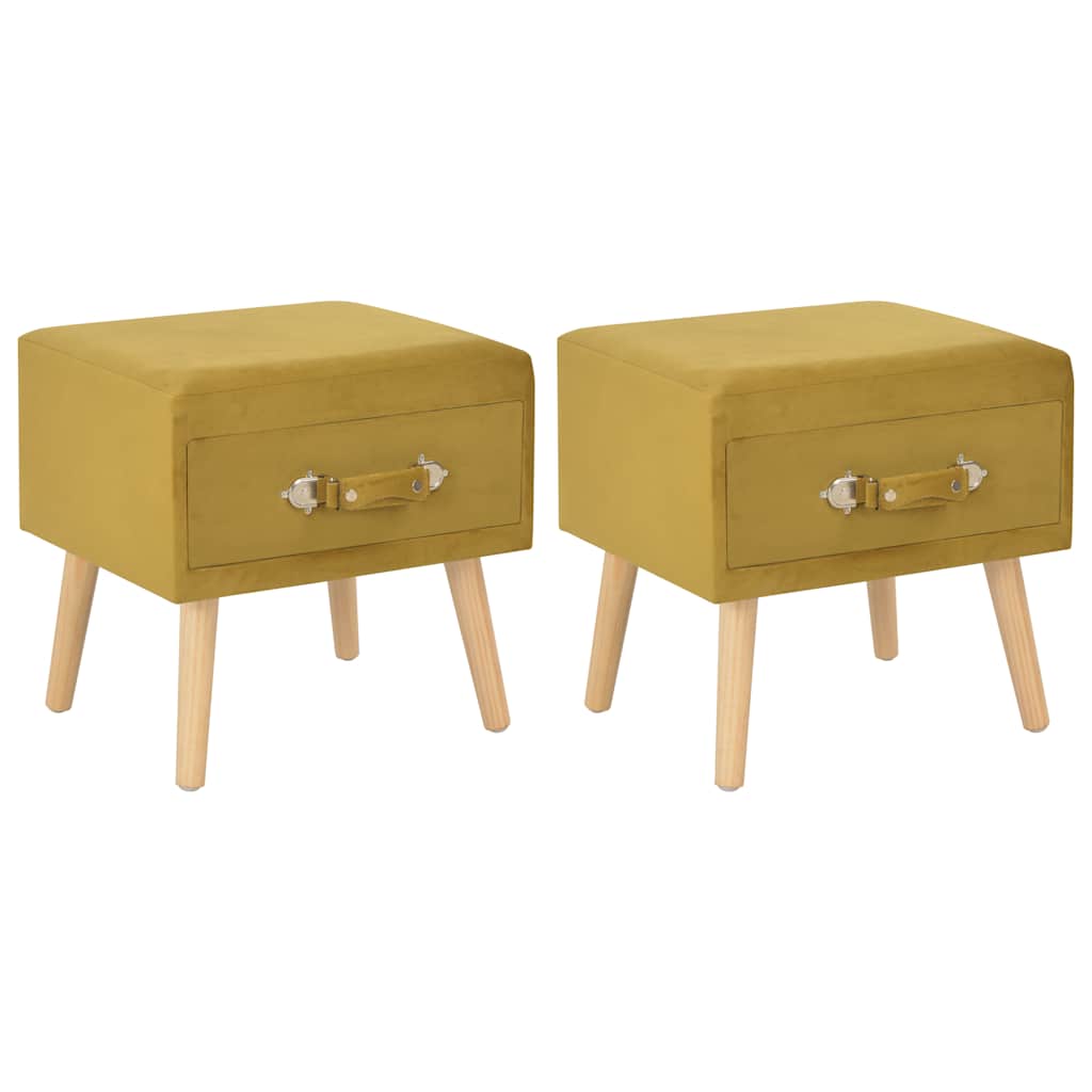 Vidaxl nachtkastjes 2 st 40x35x40 cm fluweel mosterdkleurig