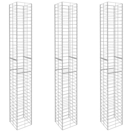 Vidaxl schans paniers 3 ST 25x25x197 cm en acier galvanisé