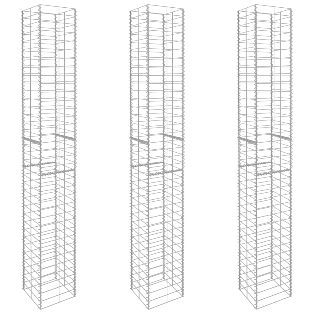 Vidaxl schans paniers 3 ST 25x25x197 cm en acier galvanisé