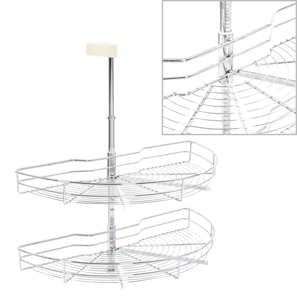 Vidaxl Drot Basket Kiche 2-Layer 180 Grad 75x38x80 cm sëlwer faarweg faarweg