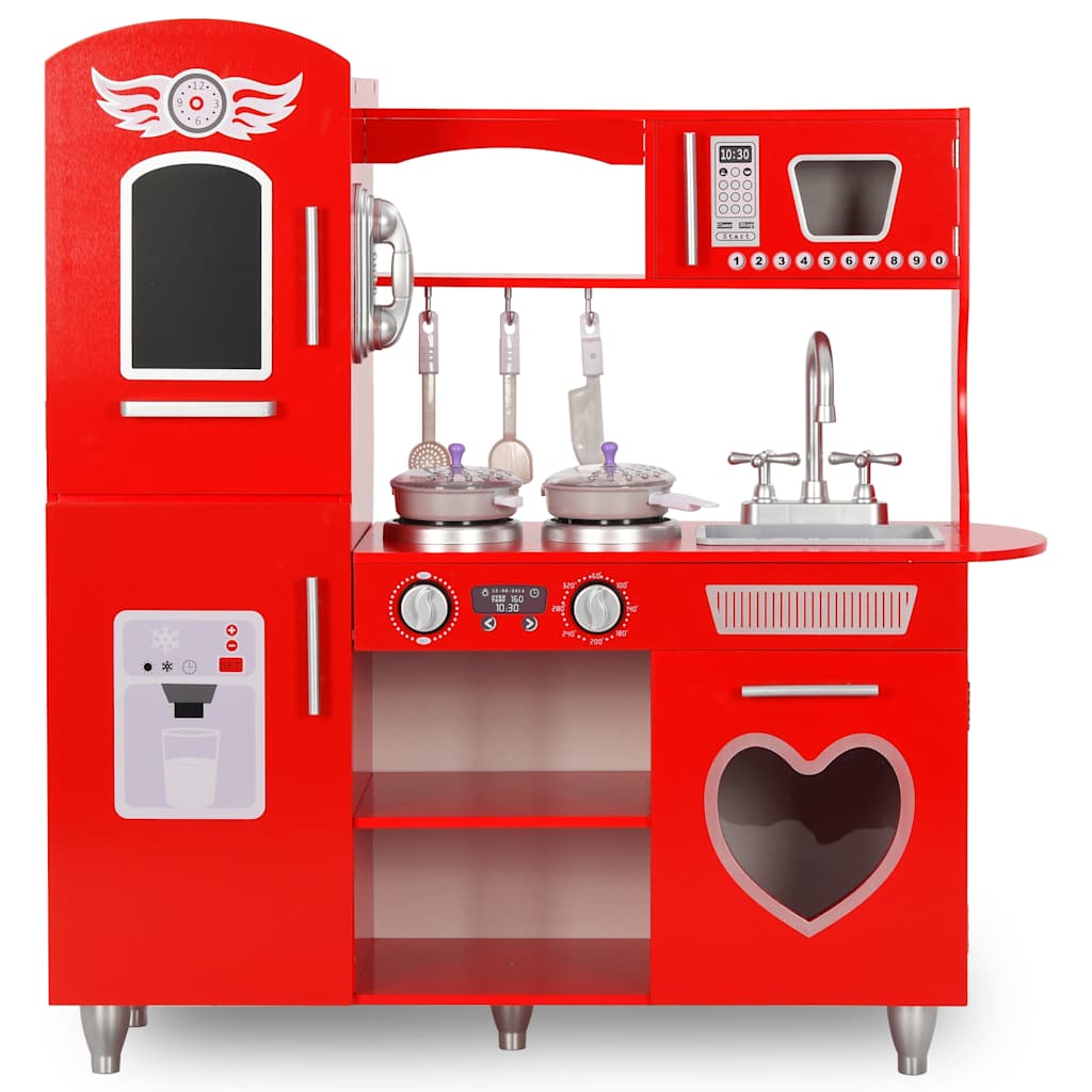 Vidaxl kinderspeelkeuken 84x31x89 cm mdf rood