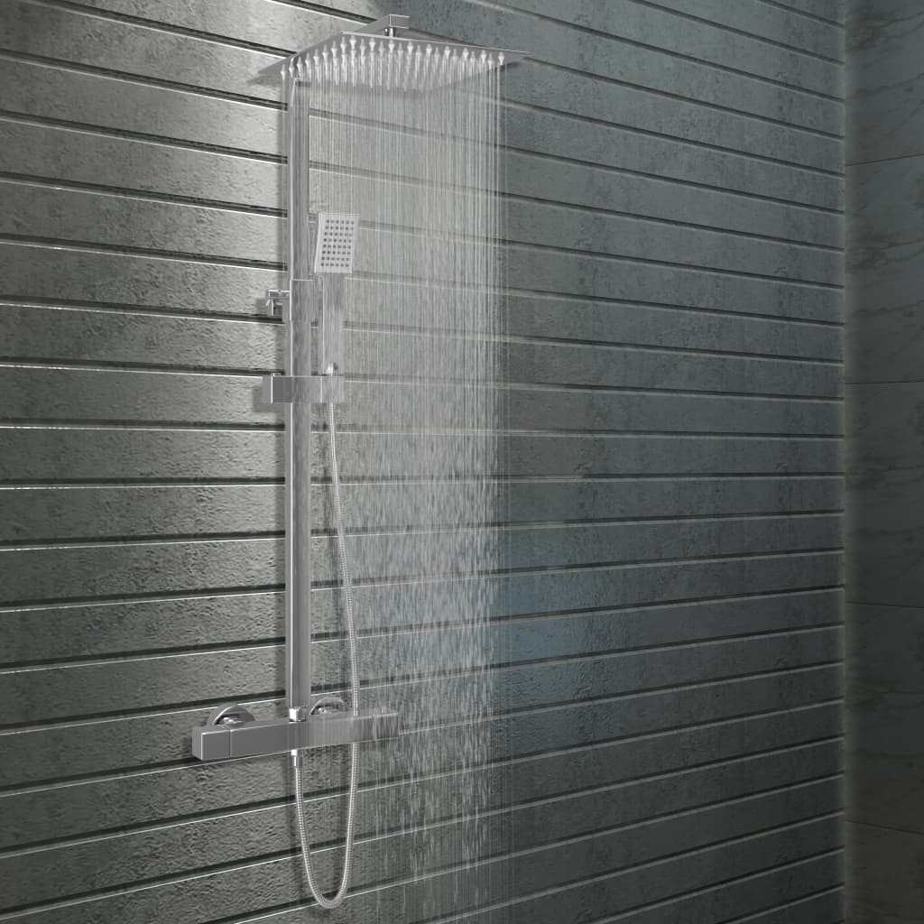 Vidaxl Shower Head Set Double avec thermostat en acier inoxydable