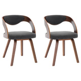 Vidaxl eetkamerstoelen 2 st gebogen hout en stof donkergrijs