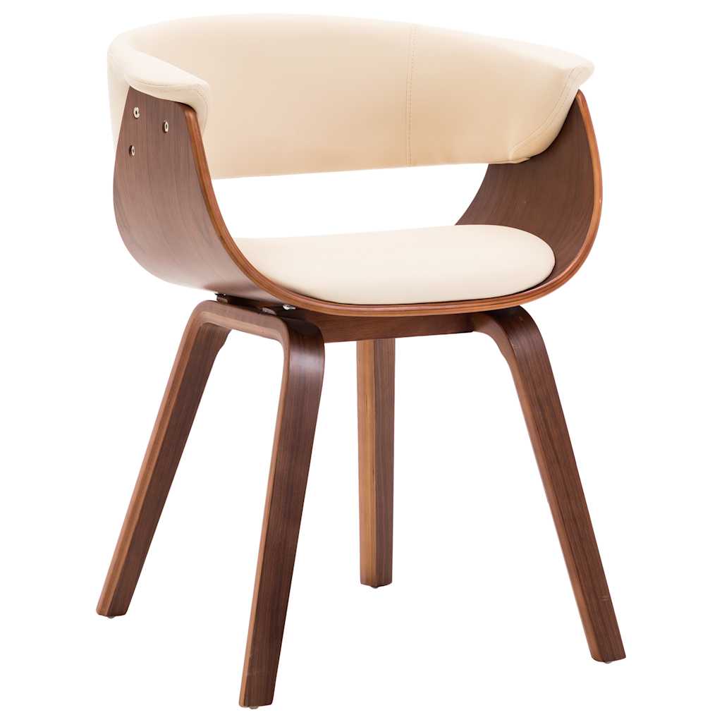 Vidaxl eetkamerstoel gebogen hout en kunstleer crème