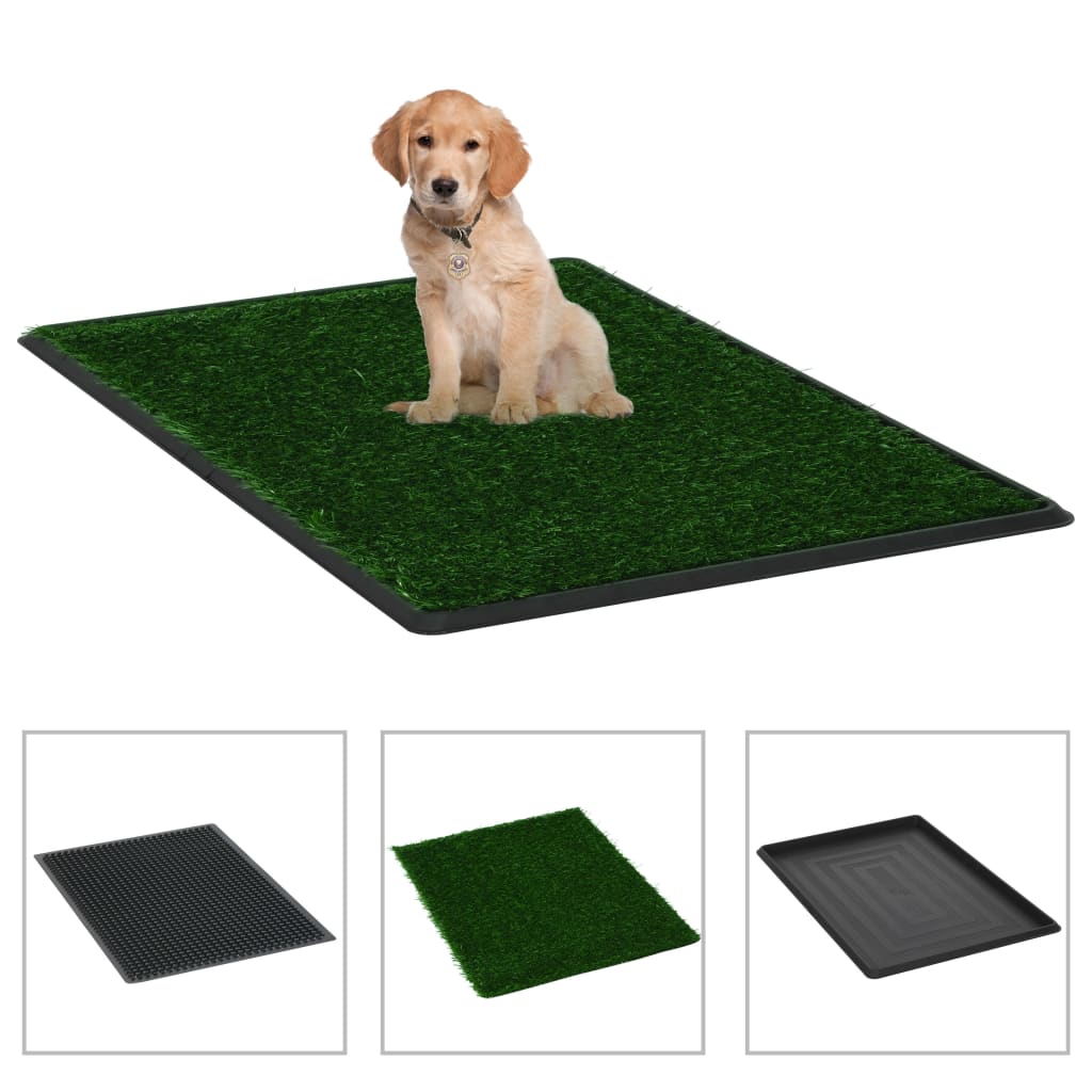 Vidaxl Pet Wilet con bidone e erba artificiale 76x51x3 cm verde