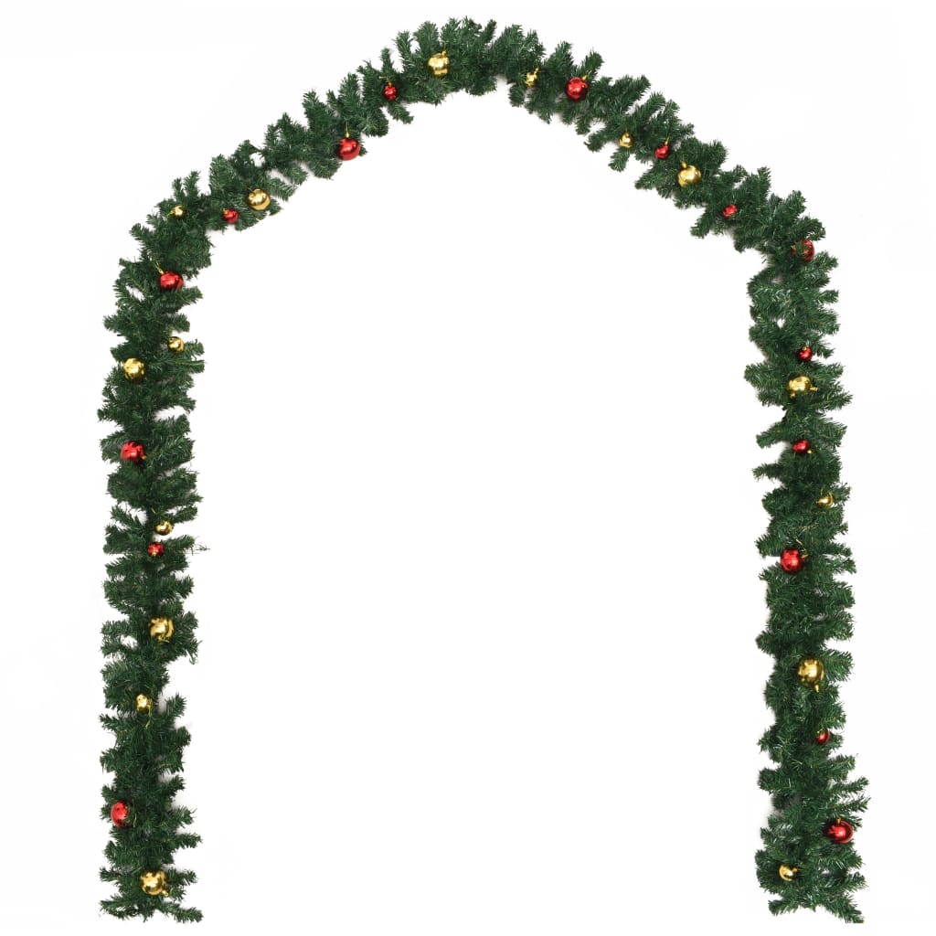 Vidaxl Christmas Girlands 4 STS s vánočními koulemi 270 cm PVC Green