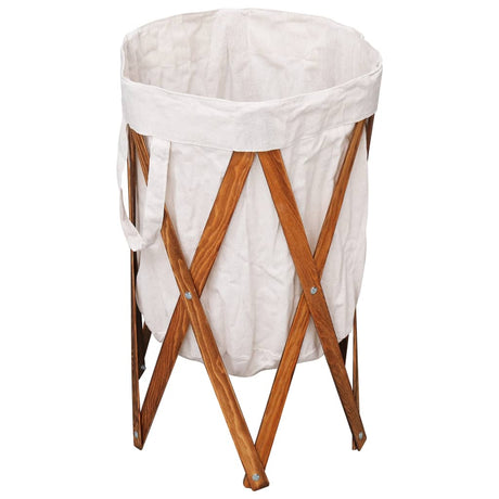 Vidaxx panier à linge pliable bois et tissu crème