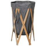 Vidaxx panier à linge pliable bois et tissu gris