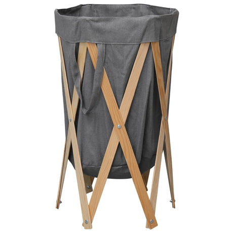 Vidaxx panier à linge pliable bois et tissu gris