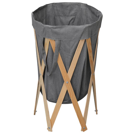 Vidaxx panier à linge pliable bois et tissu gris