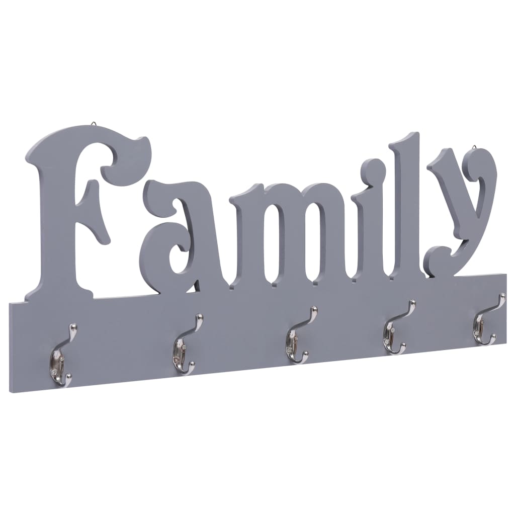 Vidaxl Wall Coat Rack Family 74x29.5 cm de gris