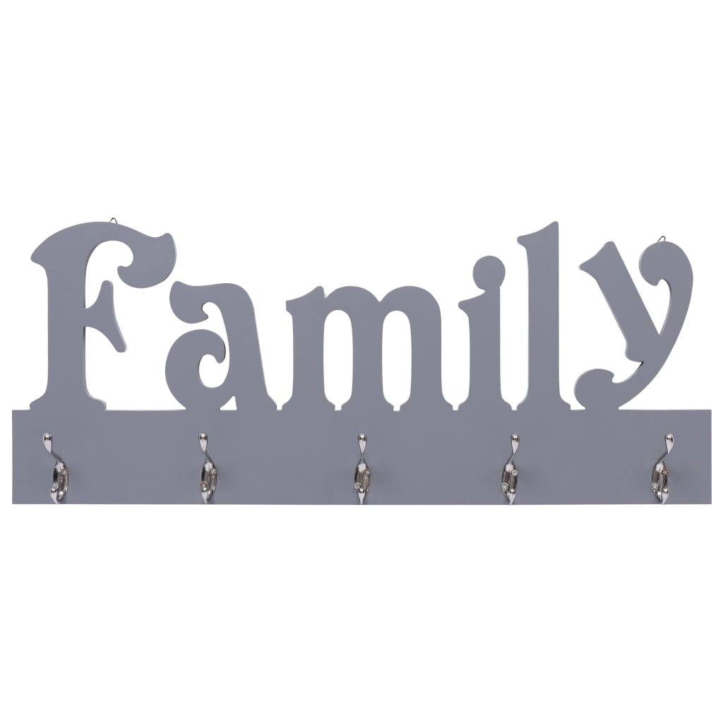 Vidaxl Wall Coat Rack Family 74x29.5 cm de gris