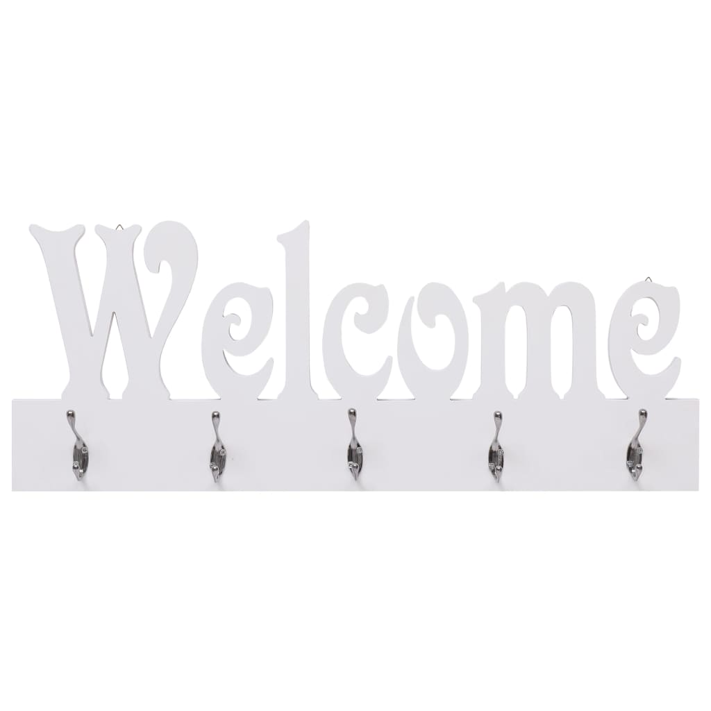 Vidaxl Wall Coat Rack Bienvenue 74x29,5 cm blanc