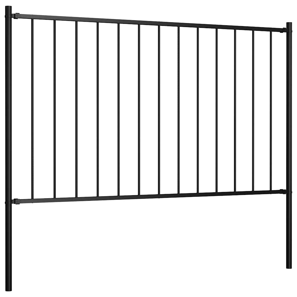 Panneau Vidaxl HEK avec poteaux de 1,7x1,25 m en poudre en acier noir