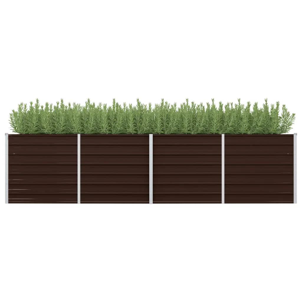 Vidaxl Planter satt inn 320x80x77 cm galvanisert stålbrun