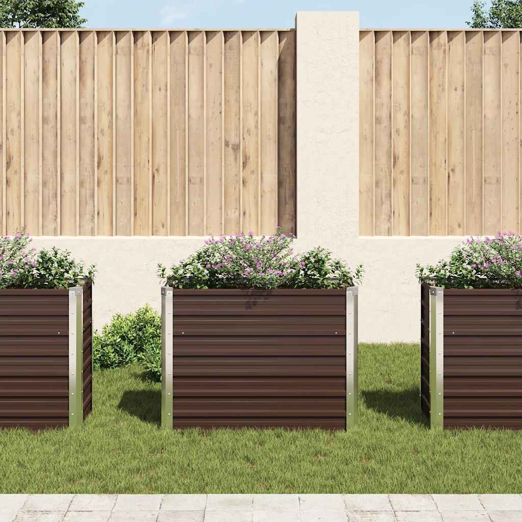 Vidaxl Planter surélevé 100x40x77 cm en acier galvanisé marron en acier