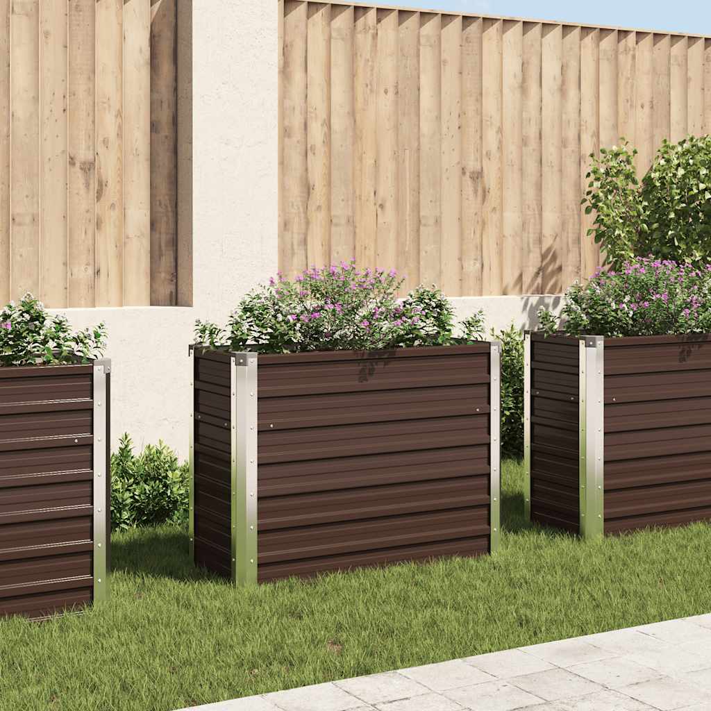 Vidaxl Planter surélevé 100x40x77 cm en acier galvanisé marron en acier
