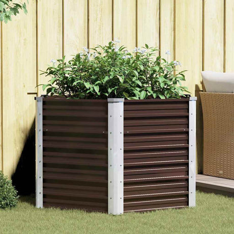 Vidaxl Planter surélevé 129x129x77 cm en acier galvanisé marron en acier
