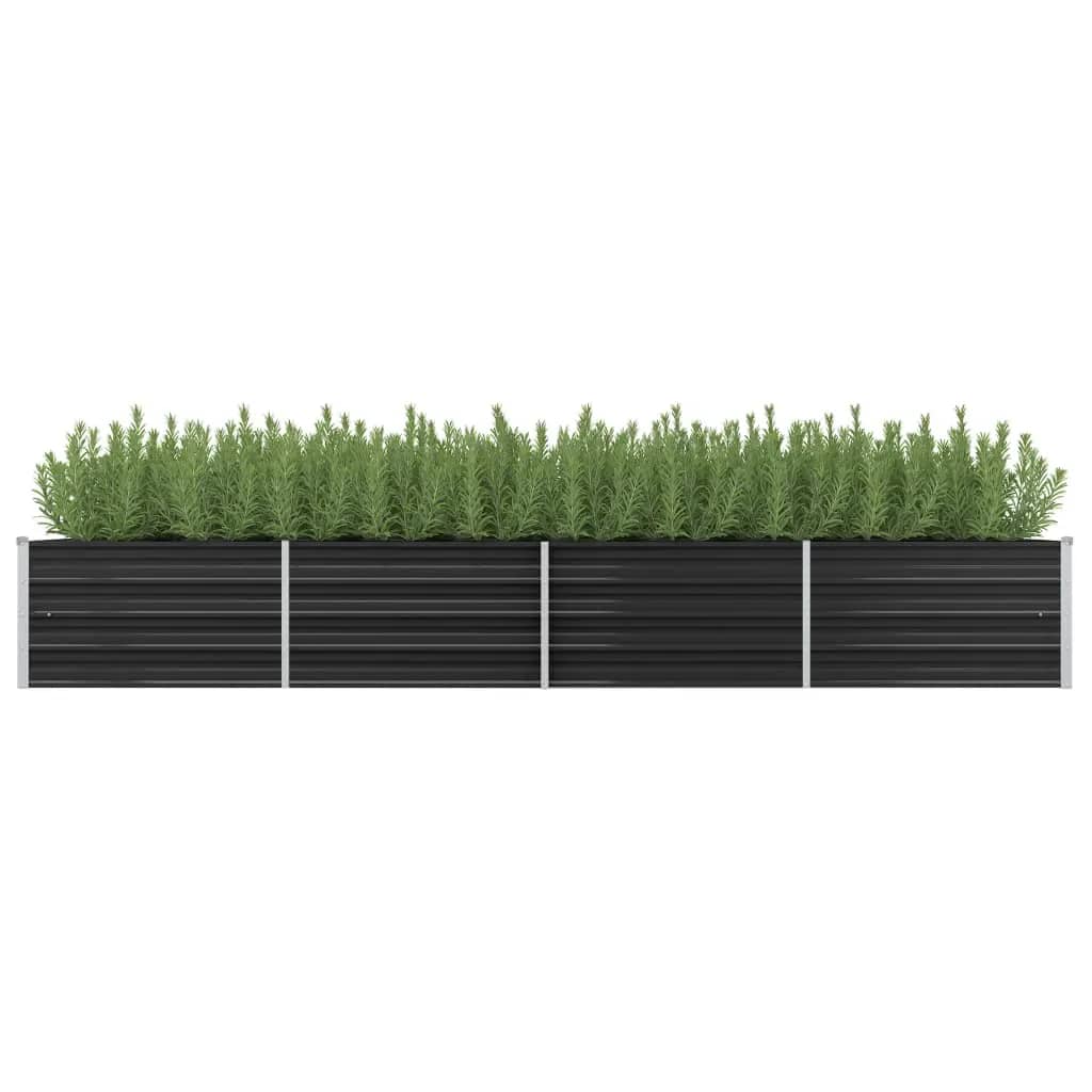 Vidaxl Planter agebaut 320x80x45 cm galvaniséiert Stol Anthracit