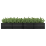 Vidaxl Planter agebaut 320x80x45 cm galvaniséiert Stol Anthracit