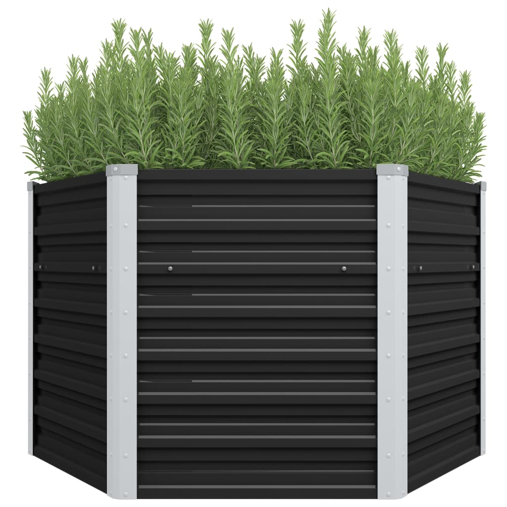 Vidaxl Planter huet 129x129x77cm galvaniséiert Stol Anthracit