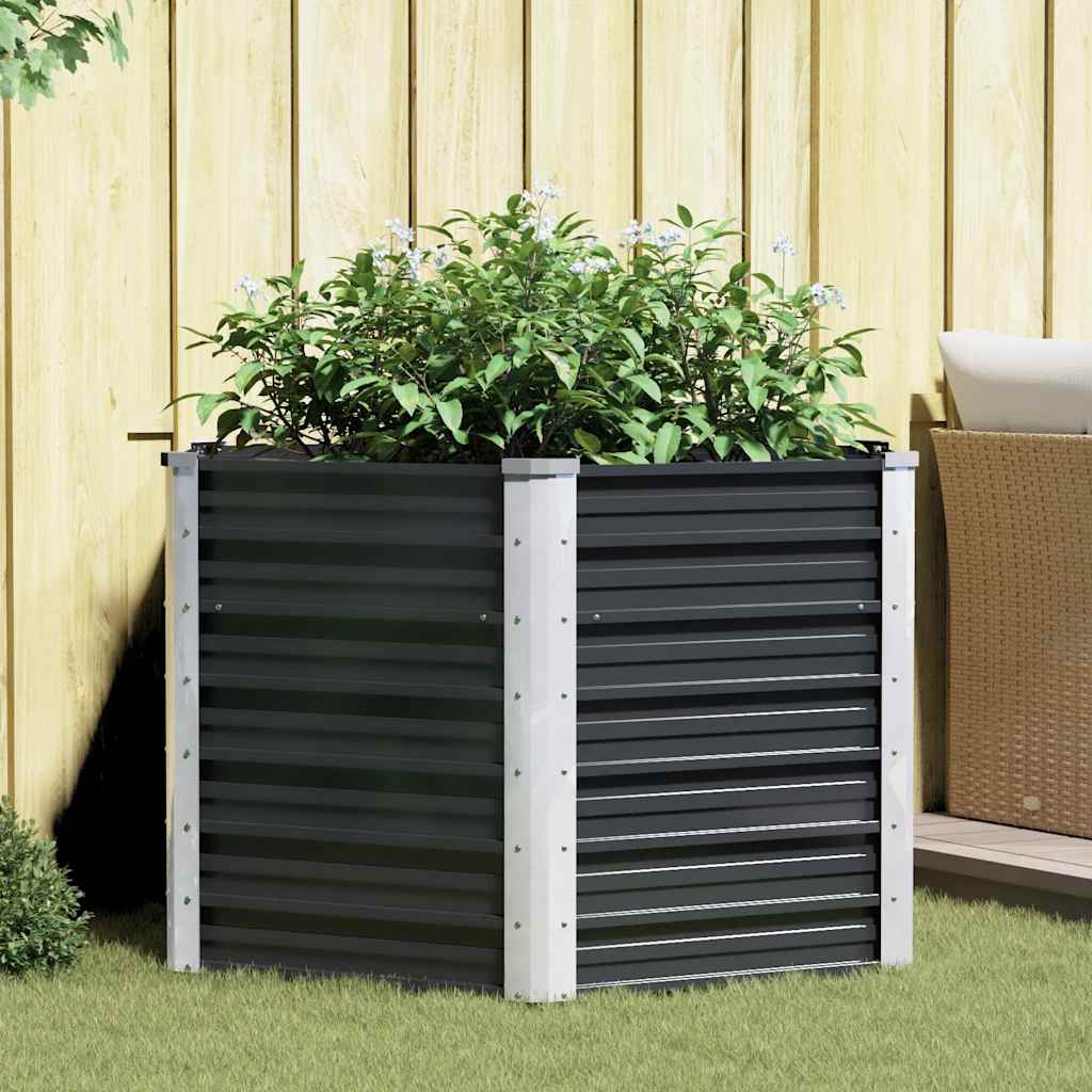 Vidaxl Planter surélevé 129x129x77cm anthracite en acier galvanisé