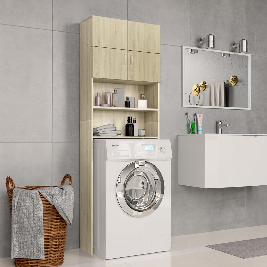 Vidaxl Washing Machine Cupboard 64x25.5x190 cm Forarbejdet træ Sonoma Oak -farvet