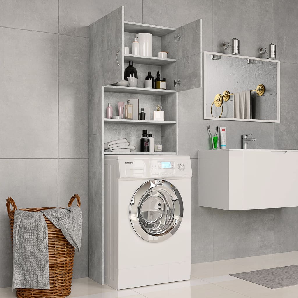 Vidaxl washing machine cabinet 64x25.5x190 cm processed wood concrete price