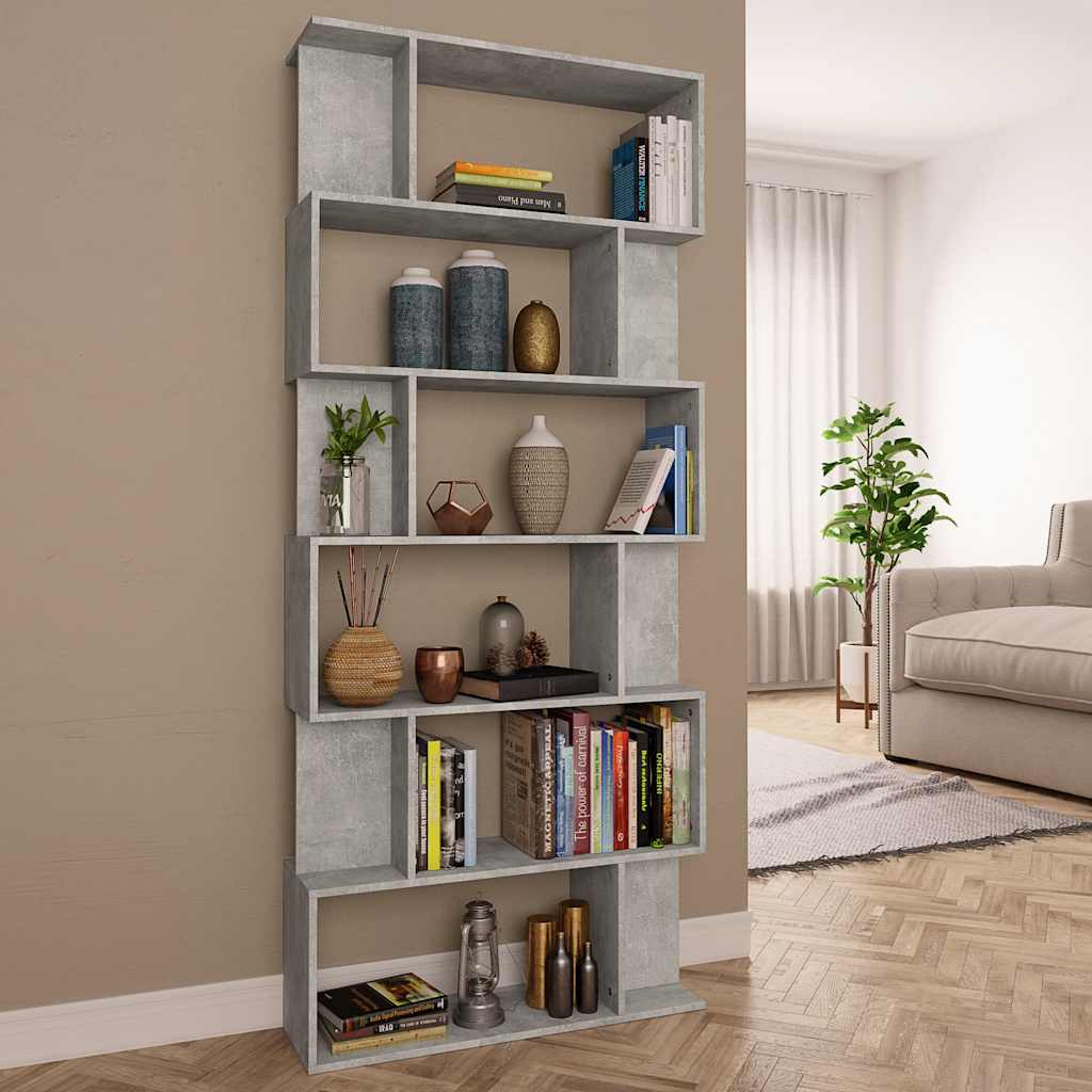 Vidaxl boekenkast kamerscherm 80x24x192 cm bewerkt hout betongrijs