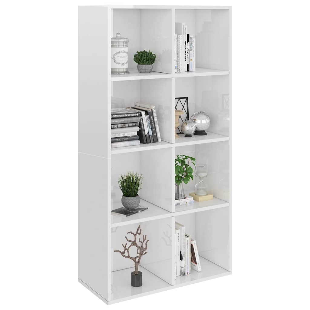 Vidaxl boekenkast dressoir 66x30x130 cm bewerkt hout hoogglans wit
